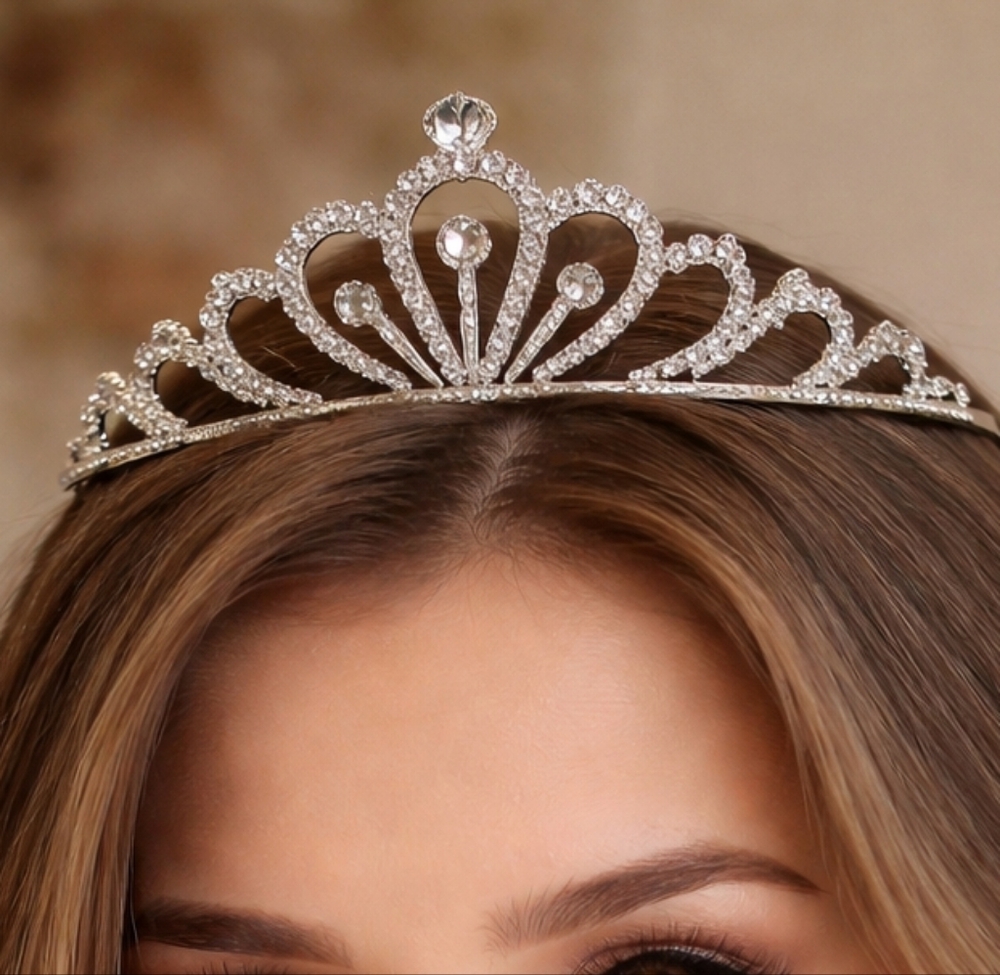 Silver Crystal Tiara Headband - Elegant Women’s Accessory